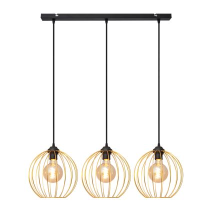 Lustra ar auklu MERCURE 3xE27/15W/230V zelta/melna