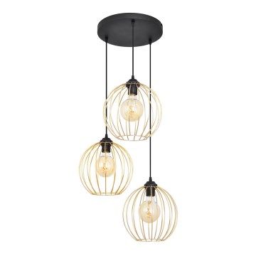 Lustra ar auklu MERCURE 3xE27/15W/230V zelta/melna