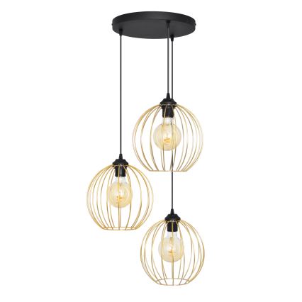 Lustra ar auklu MERCURE 3xE27/15W/230V zelta/melna