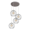 Lustra ar auklu MERCURE 4xE27/15W/230V pelēka