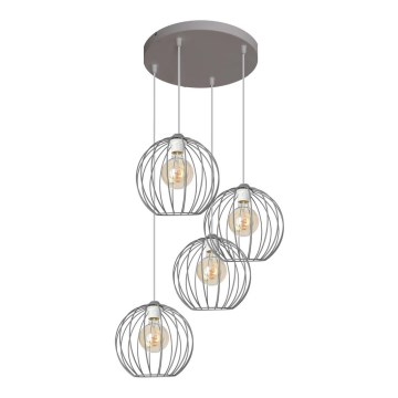 Lustra ar auklu MERCURE 4xE27/15W/230V pelēka