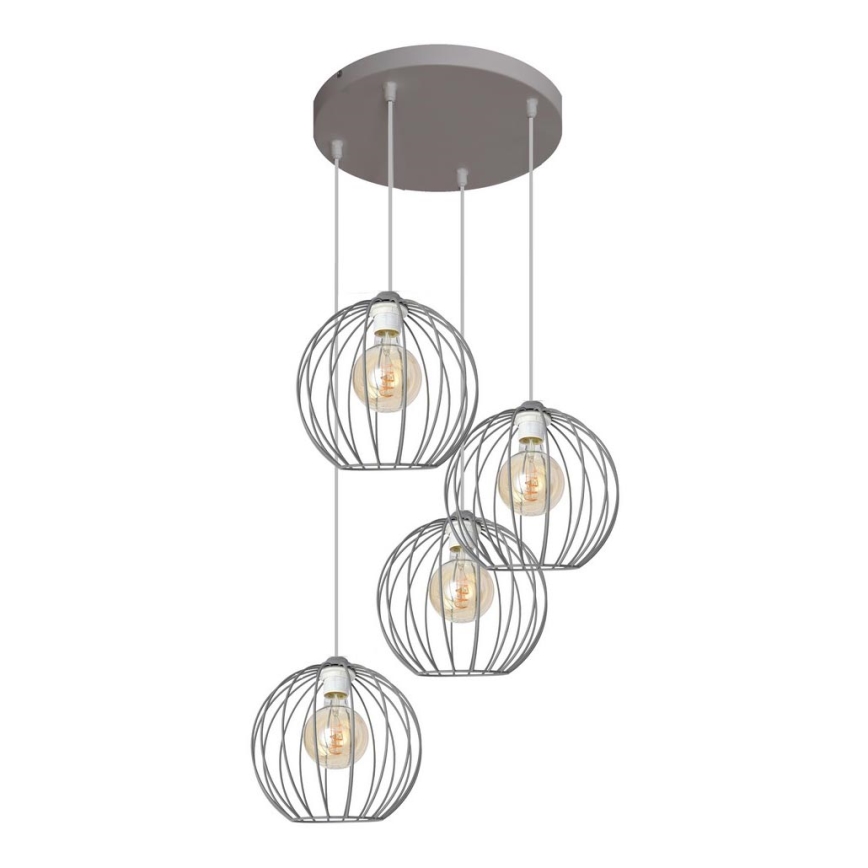 Lustra ar auklu MERCURE 4xE27/15W/230V pelēka