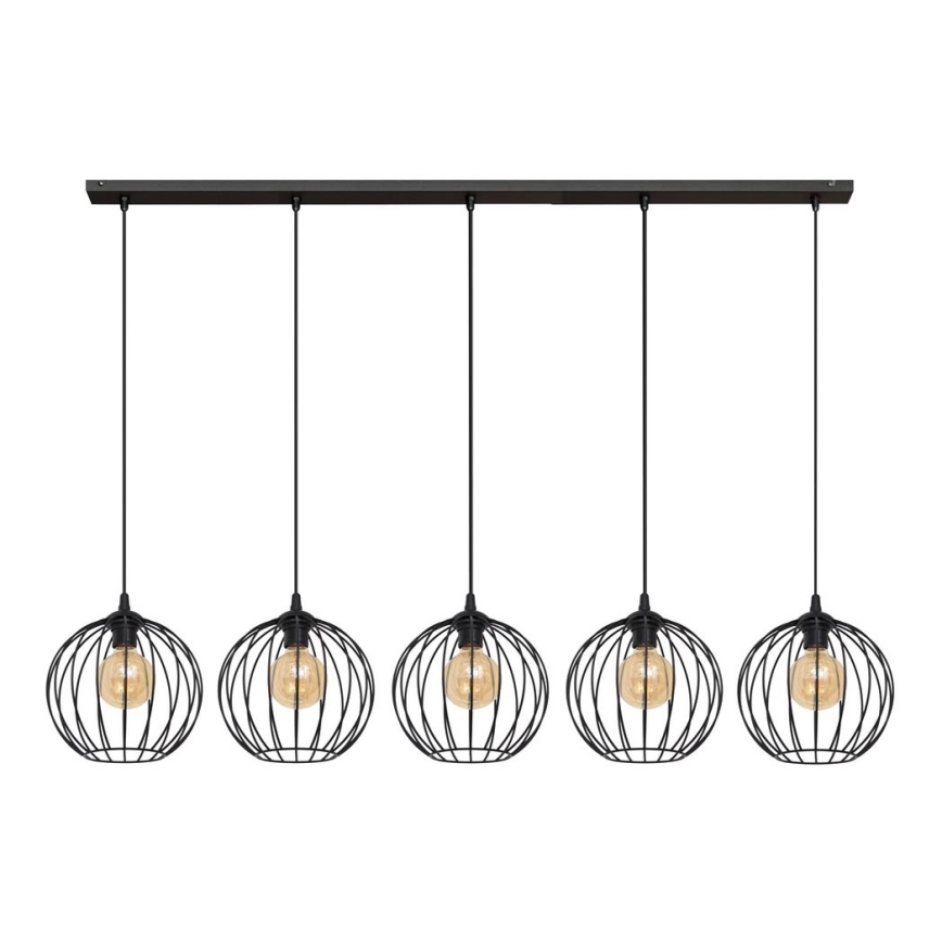 Lustra ar auklu MERCURE 5xE27/15W/230V melna
