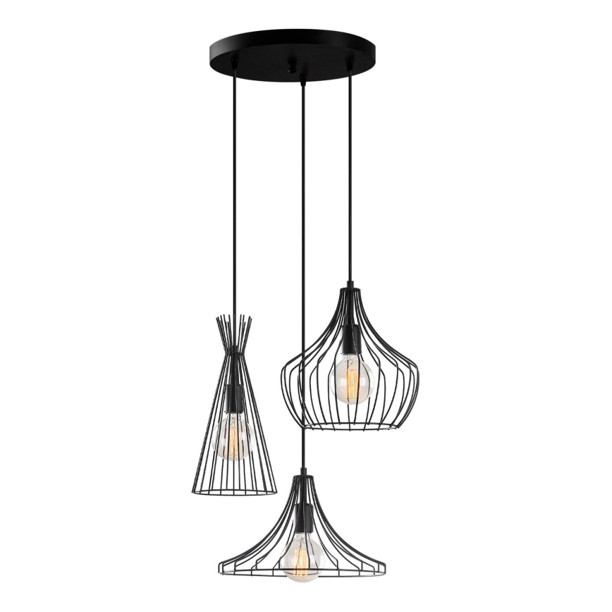 Lustra ar auklu MEZOPOTAMYA 3xE27/40W/230V melna