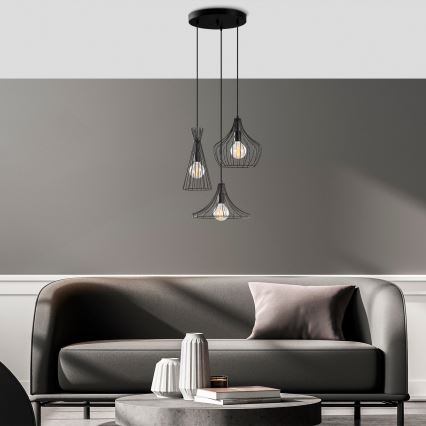 Lustra ar auklu MEZOPOTAMYA 3xE27/40W/230V melna