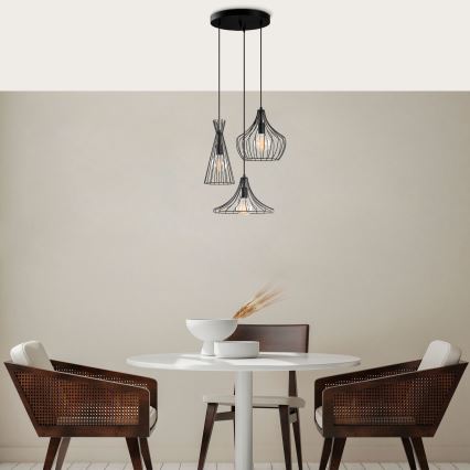 Lustra ar auklu MEZOPOTAMYA 3xE27/40W/230V melna