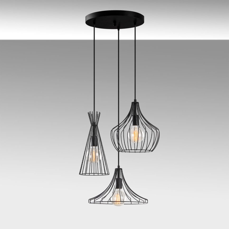 Lustra ar auklu MEZOPOTAMYA 3xE27/40W/230V melna