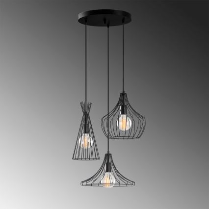 Lustra ar auklu MEZOPOTAMYA 3xE27/40W/230V melna
