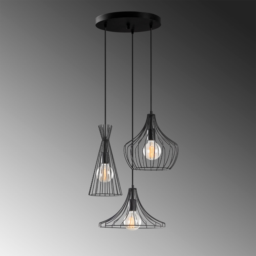 Lustra ar auklu MEZOPOTAMYA 3xE27/40W/230V melna