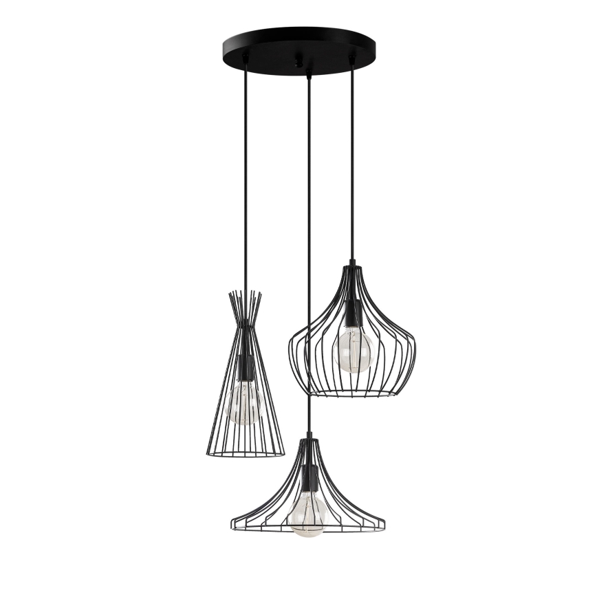 Lustra ar auklu MEZOPOTAMYA 3xE27/40W/230V melna