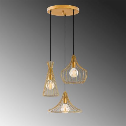 Lustra ar auklu MEZOPOTAMYA 3xE27/40W/230V zelta