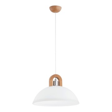 Lustra ar auklu MIGOT 1xE27/15W/230V bēša/spīdīgi hromēts
