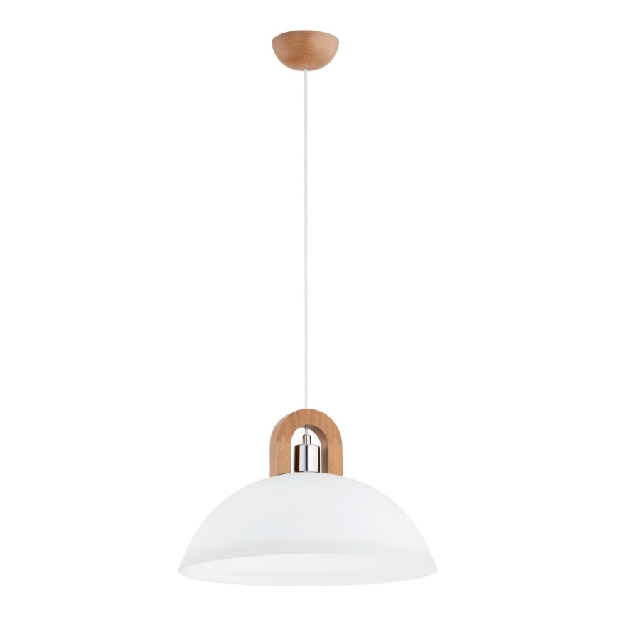 Lustra ar auklu MIGOT 1xE27/15W/230V bēša/spīdīgi hromēts