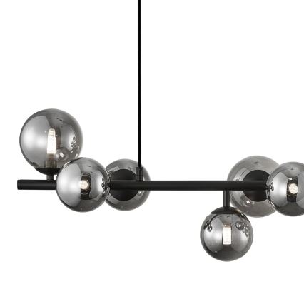 Lustra ar auklu MILA 10xG9/9W/230V melna/pelēka