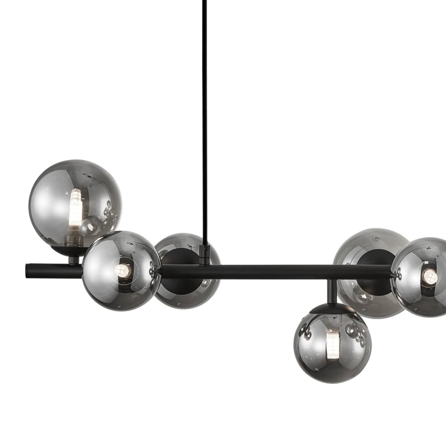 Lustra ar auklu MILA 10xG9/9W/230V melna/pelēka