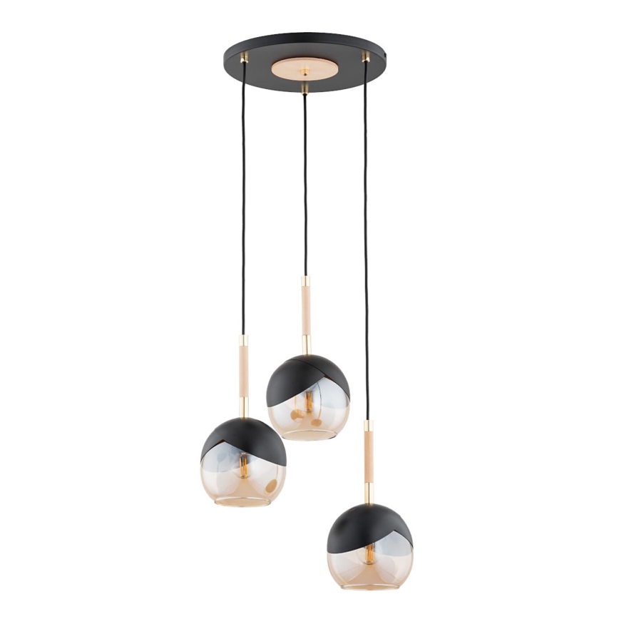 Lustra ar auklu MILTONA 3xE27/60W/230V melna/bēša