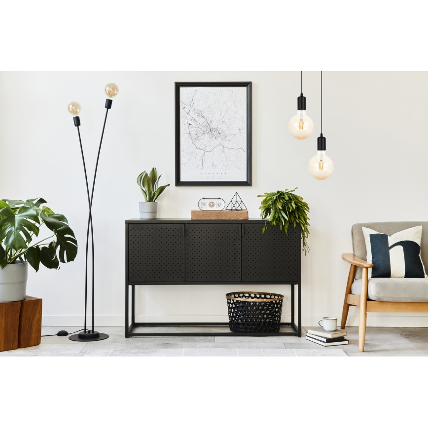 Lustra ar auklu MIROS 2xE27/60W/230V apaļa melna