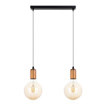 Lustra ar auklu MIROS 2xE27/60W/230V melna/vara