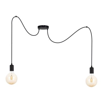 Lustra ar auklu MIROS 2xE27/60W/230V zirneklis melna
