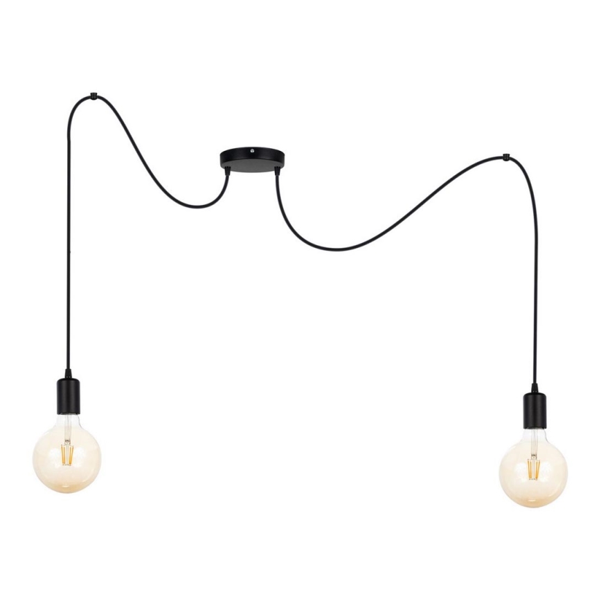 Lustra ar auklu MIROS 2xE27/60W/230V zirneklis melna