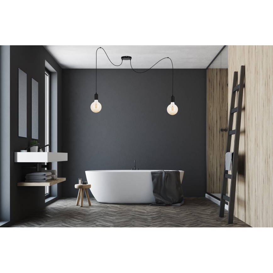 Lustra ar auklu MIROS 2xE27/60W/230V zirneklis melna
