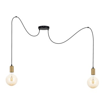 Lustra ar auklu MIROS 2xE27/60W/230V zirneklis melna/zelta