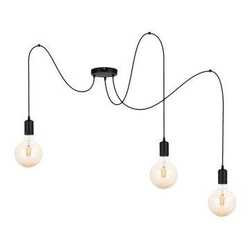 Lustra ar auklu MIROS 3xE27/60W/230V melna