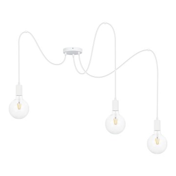 Lustra ar auklu MIROS 3xE27/60W/230V zirneklis balta