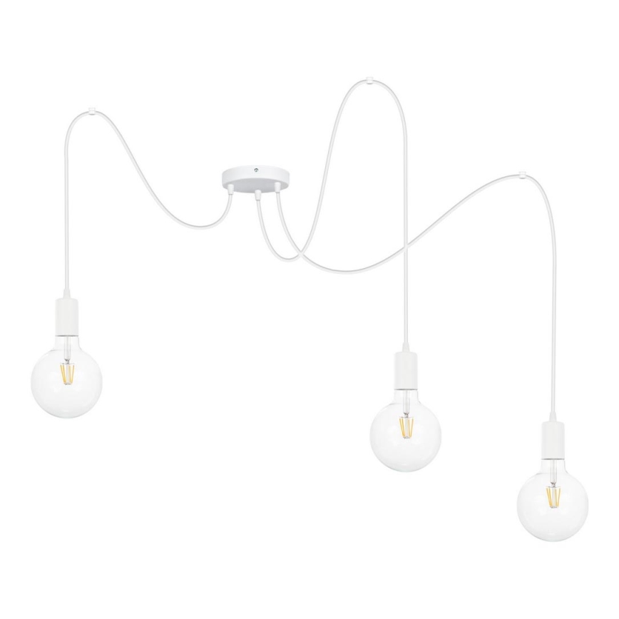 Lustra ar auklu MIROS 3xE27/60W/230V zirneklis balta