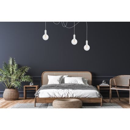 Lustra ar auklu MIROS 3xE27/60W/230V zirneklis balta