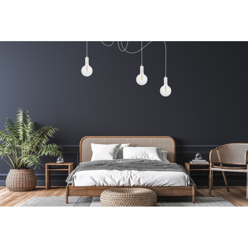 Lustra ar auklu MIROS 3xE27/60W/230V zirneklis balta