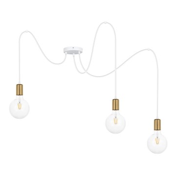 Lustra ar auklu MIROS 3xE27/60W/230V zirneklis balta/zelta