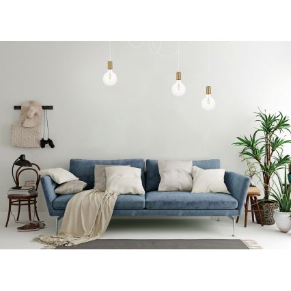 Lustra ar auklu MIROS 3xE27/60W/230V zirneklis balta/zelta