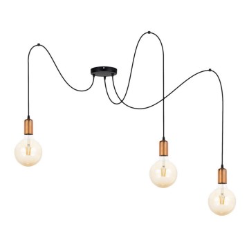 Lustra ar auklu MIROS 3xE27/60W/230V zirneklis melna/varš