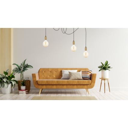 Lustra ar auklu MIROS 3xE27/60W/230V zirneklis melna/zelta
