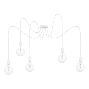 Lustra ar auklu MIROS 5xE27/60W/230V zirneklis balta