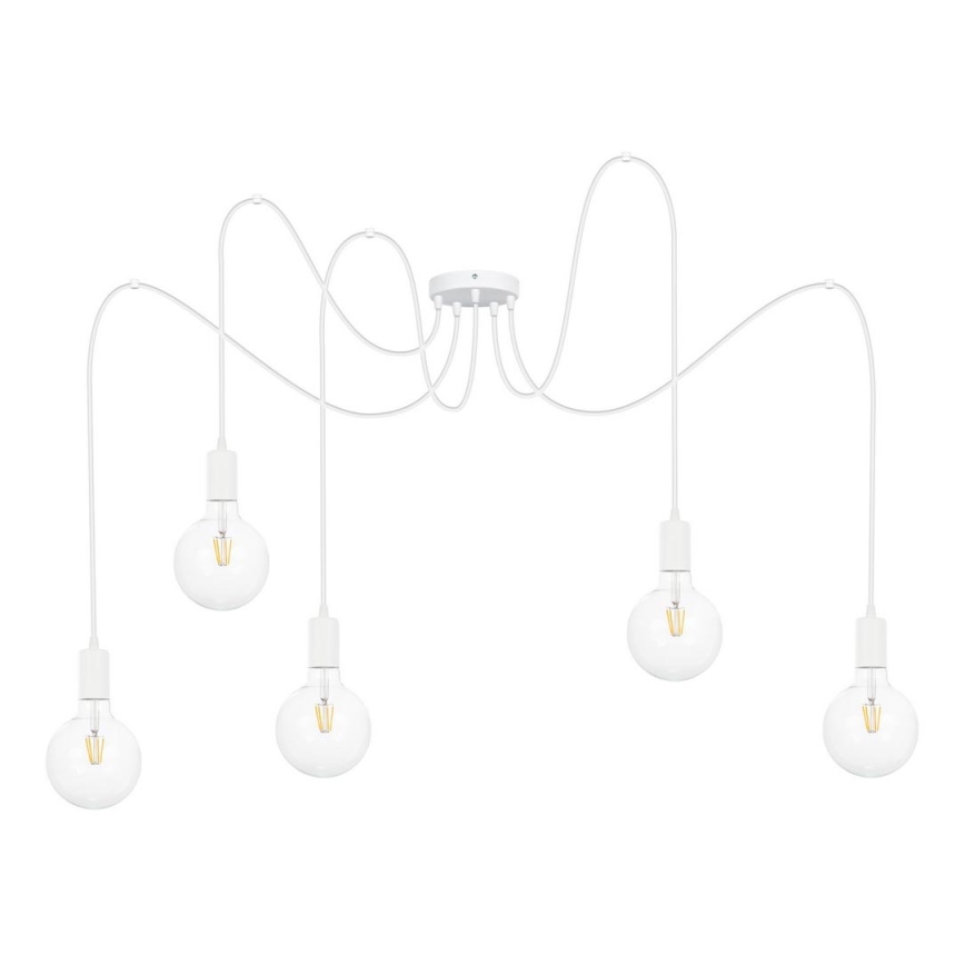 Lustra ar auklu MIROS 5xE27/60W/230V zirneklis balta