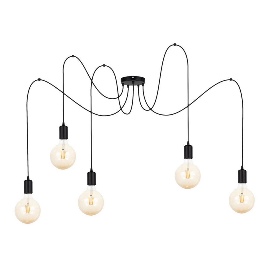 Lustra ar auklu MIROS 5xE27/60W/230V zirneklis melna