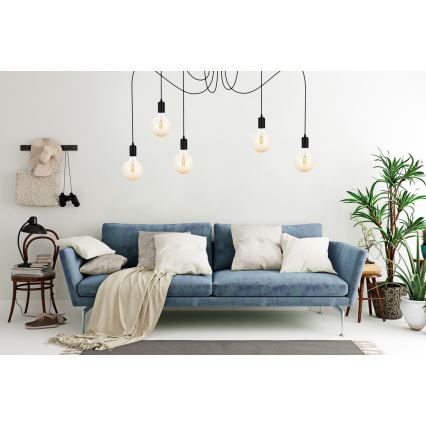 Lustra ar auklu MIROS 5xE27/60W/230V zirneklis melna