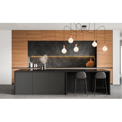 Lustra ar auklu MIROS 5xE27/60W/230V zirneklis melna/varš