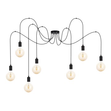 Lustra ar auklu MIROS 7xE27/60W/230V zirneklis melna