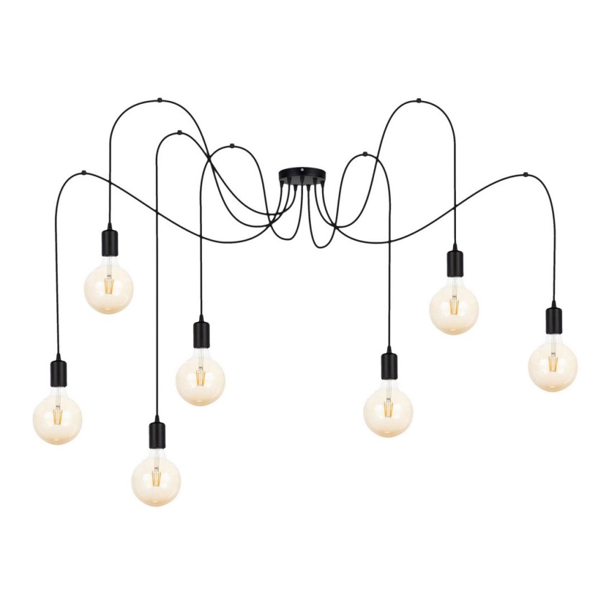 Lustra ar auklu MIROS 7xE27/60W/230V zirneklis melna