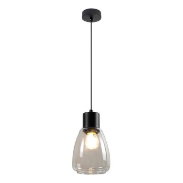 Lustra ar auklu MOLDO 1xE27/40W/230V melna/caurspīdīga