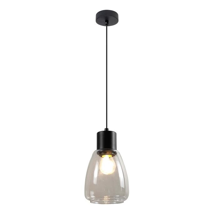 Lustra ar auklu MOLDO 1xE27/40W/230V melna/caurspīdīga