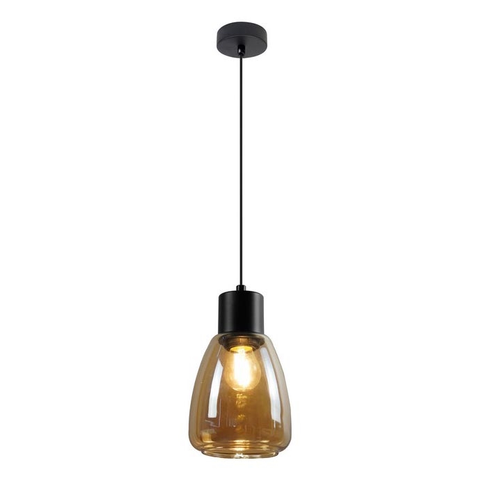 Lustra ar auklu MOLDO 1xE27/40W/230V melna/dūmakains bēša