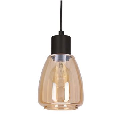 Lustra ar auklu MOLDO 1xE27/40W/230V melna/dūmakains bēša