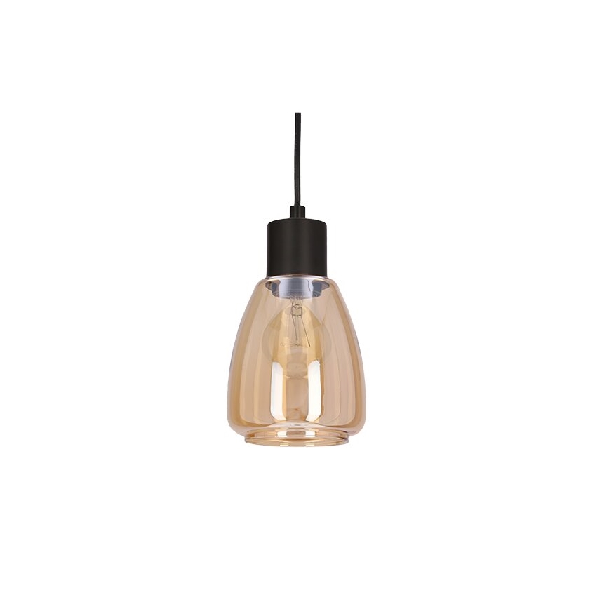 Lustra ar auklu MOLDO 1xE27/40W/230V melna/dūmakains bēša