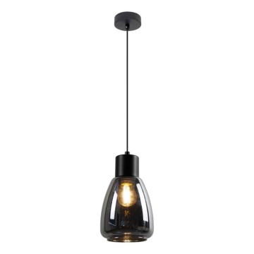 Lustra ar auklu MOLDO 1xE27/40W/230V melna/dūmakains melna