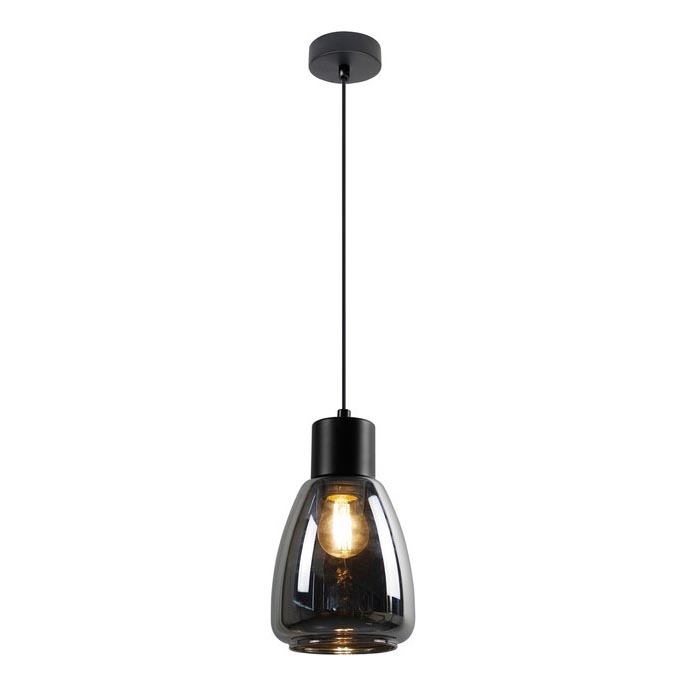 Lustra ar auklu MOLDO 1xE27/40W/230V melna/dūmakains melna