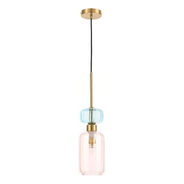 Lustra ar auklu MOLLY 1xE14/40W/230V d. 12 cm zelta/rozā/zila